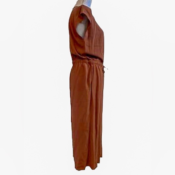 Eileen Fisher Tencel Viscose Crepe Wide Leg Jumpsuit Brown Large - Picture 4 of 7